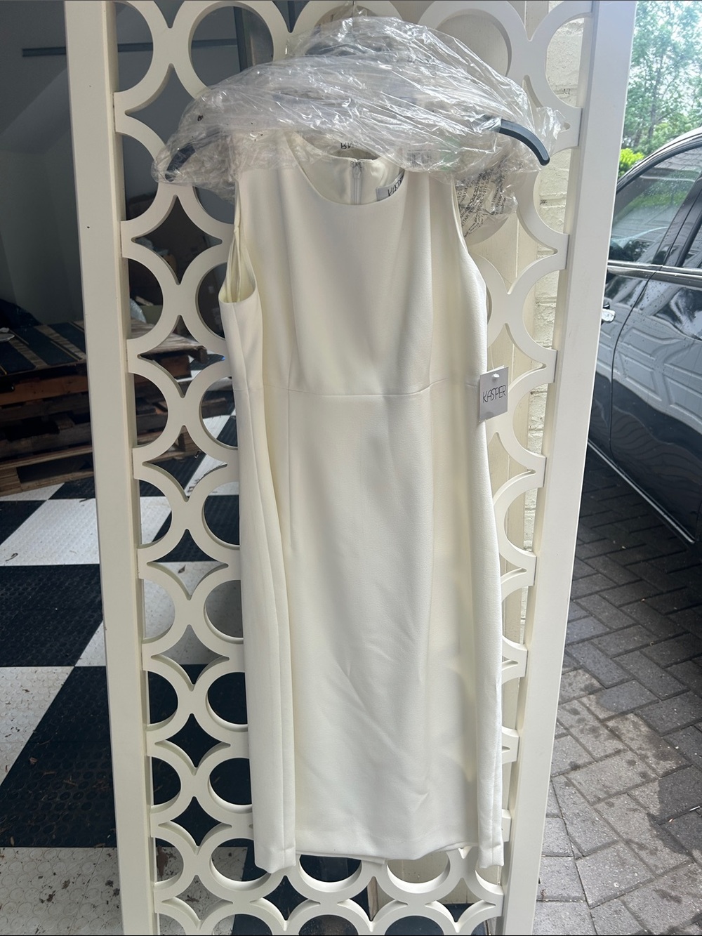 Kasper Ivory Sleeveless Midi Shift Dress